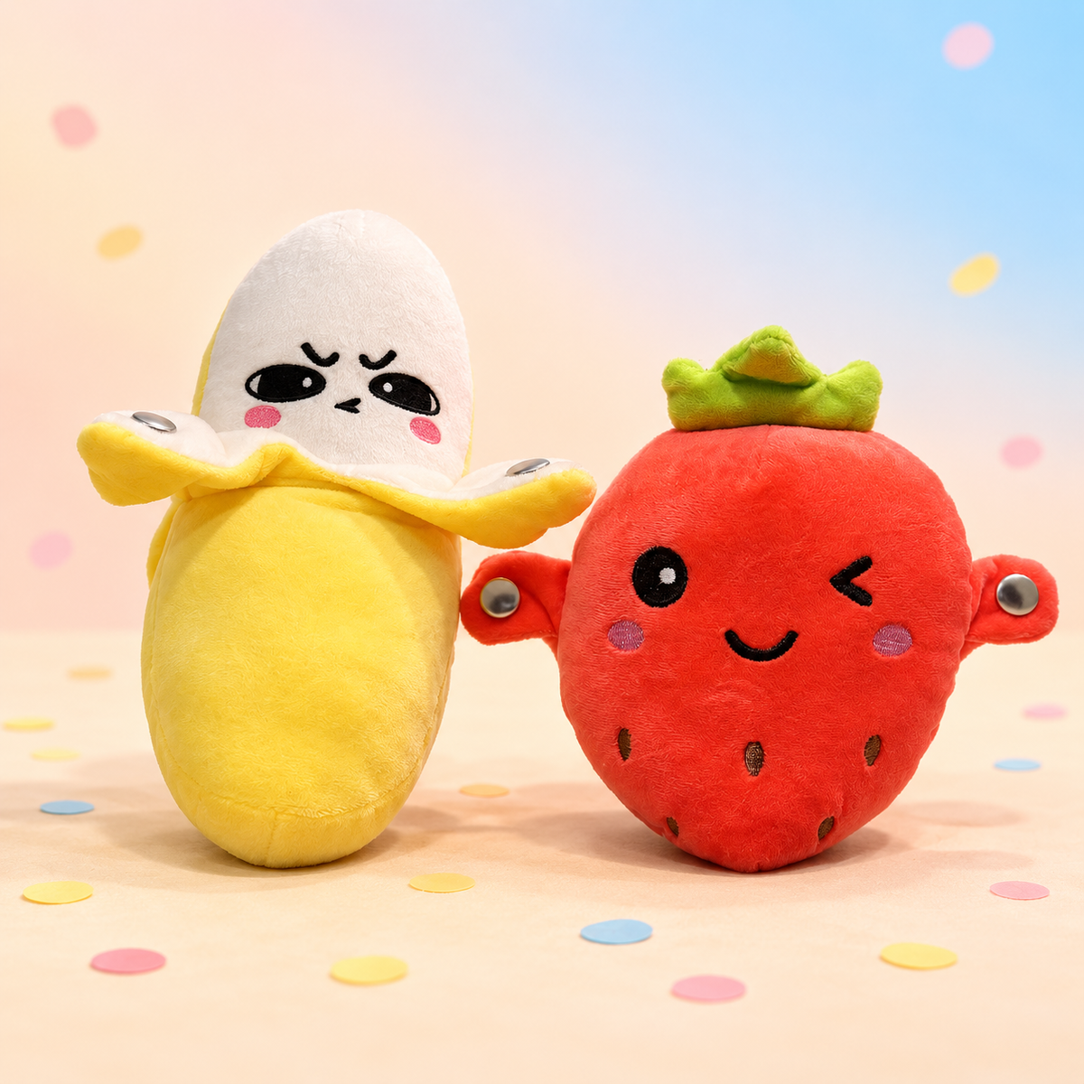 Banana and Strawberry Beat Buddies musical touch plush toys together
